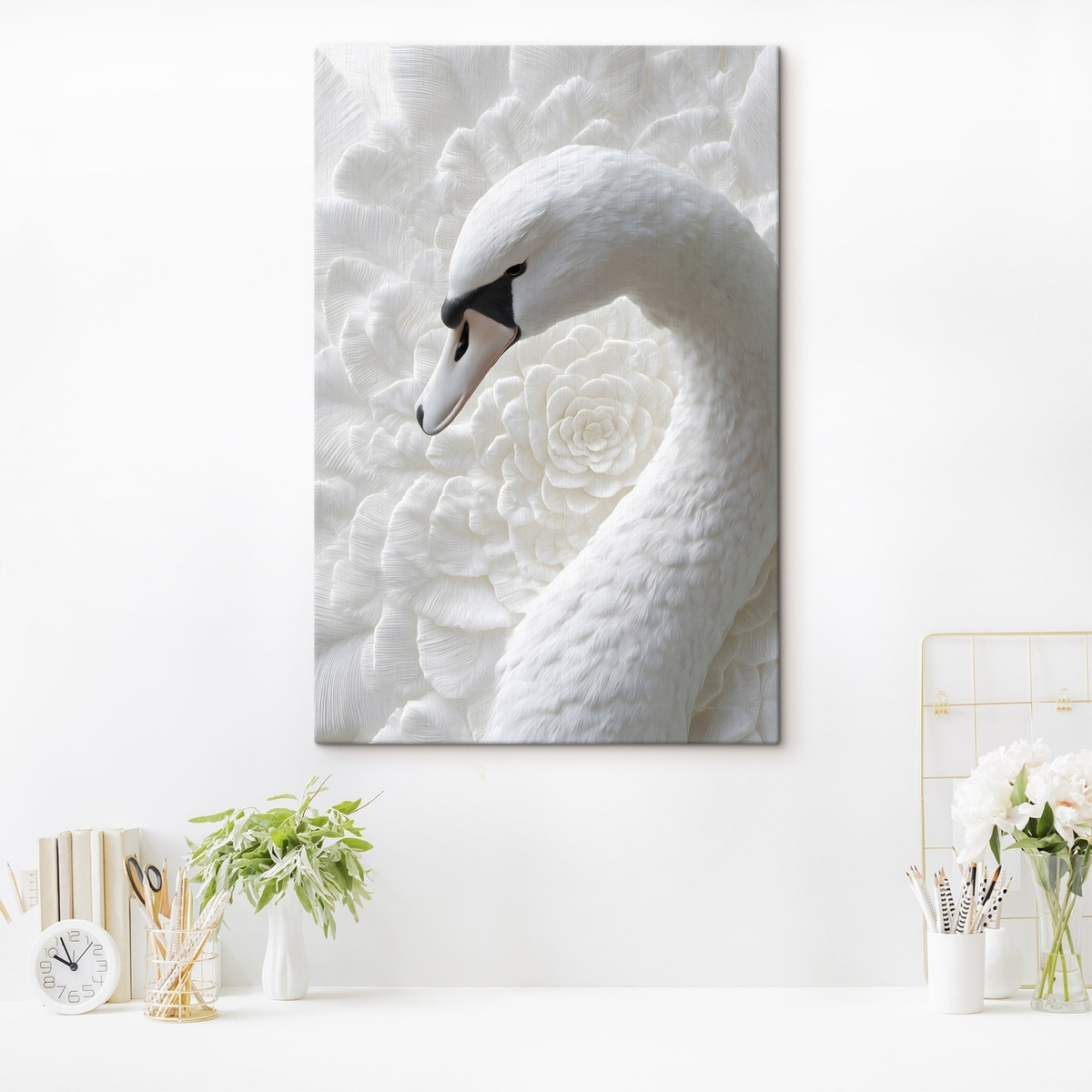 Cisne gracioso num interior