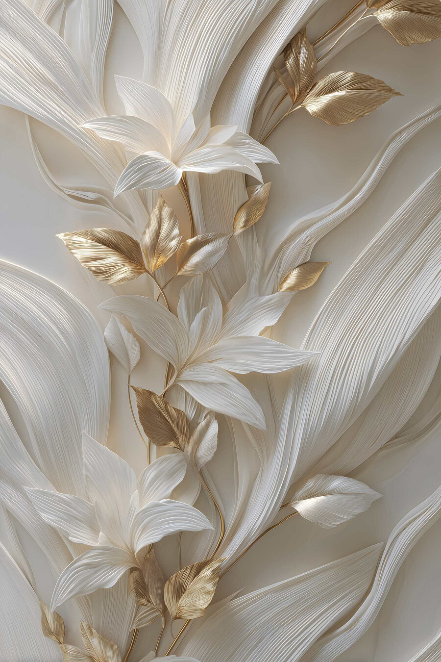Flores em ondas brancas — design completo