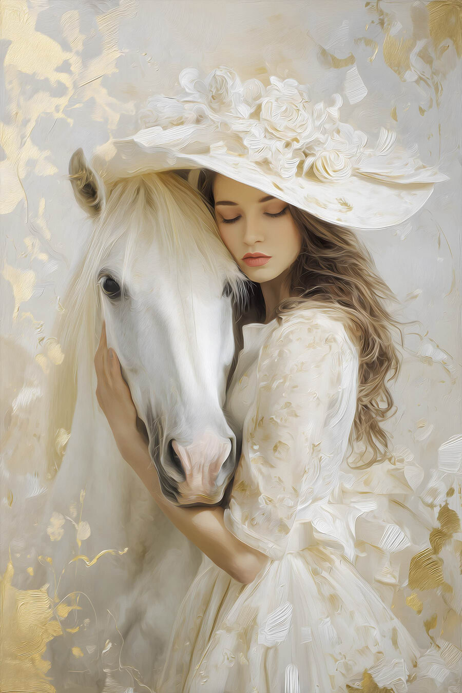 Mulher com cavalo branco — design completo