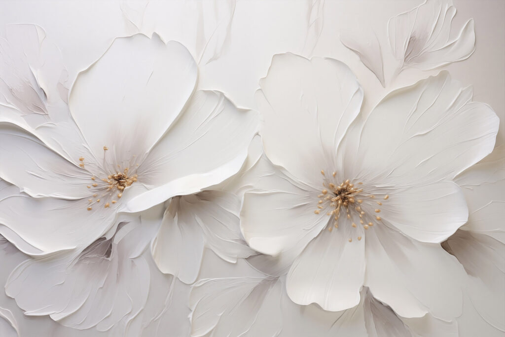 Duas flores brancas abertas — design completo