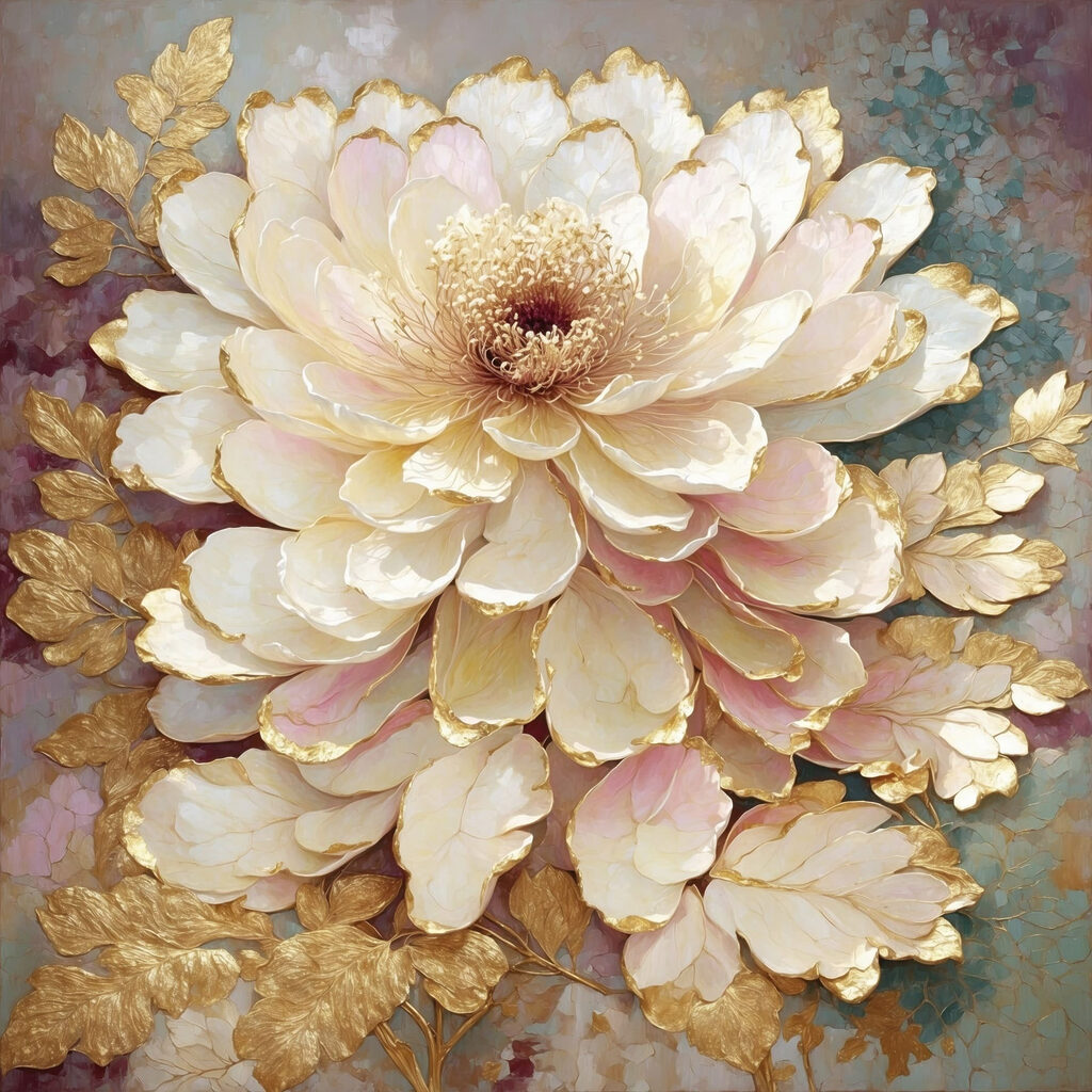 Flor creme e dourada — design completo