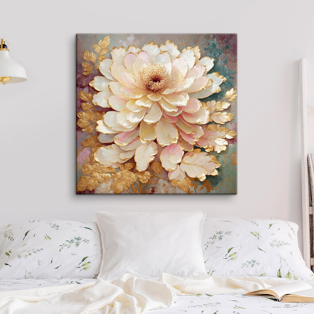 Flor creme e dourada — interior 2