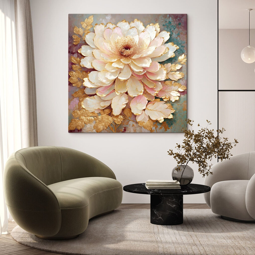 Flor creme e dourada — interior 3