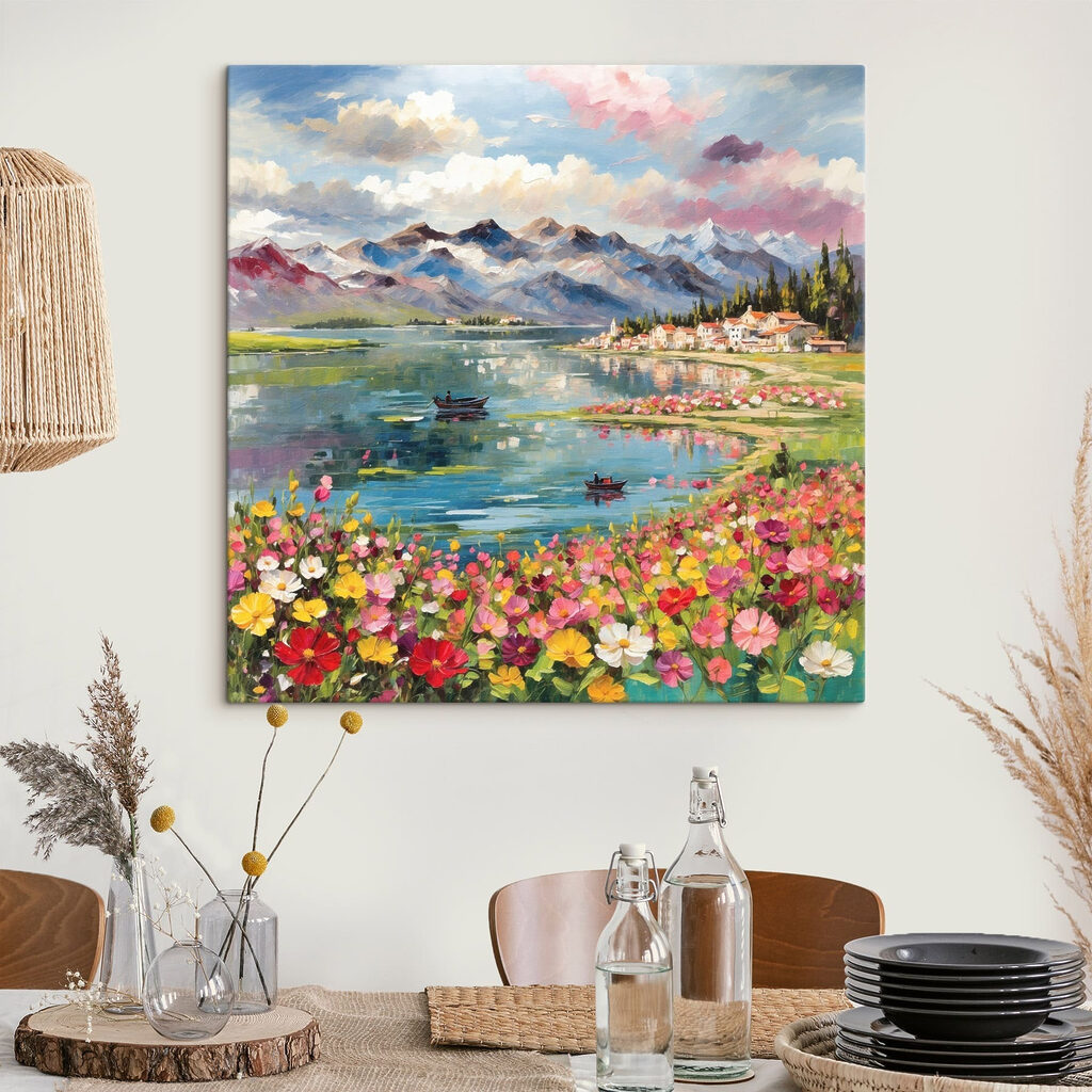 Lago entre flores coloridas — interior 1