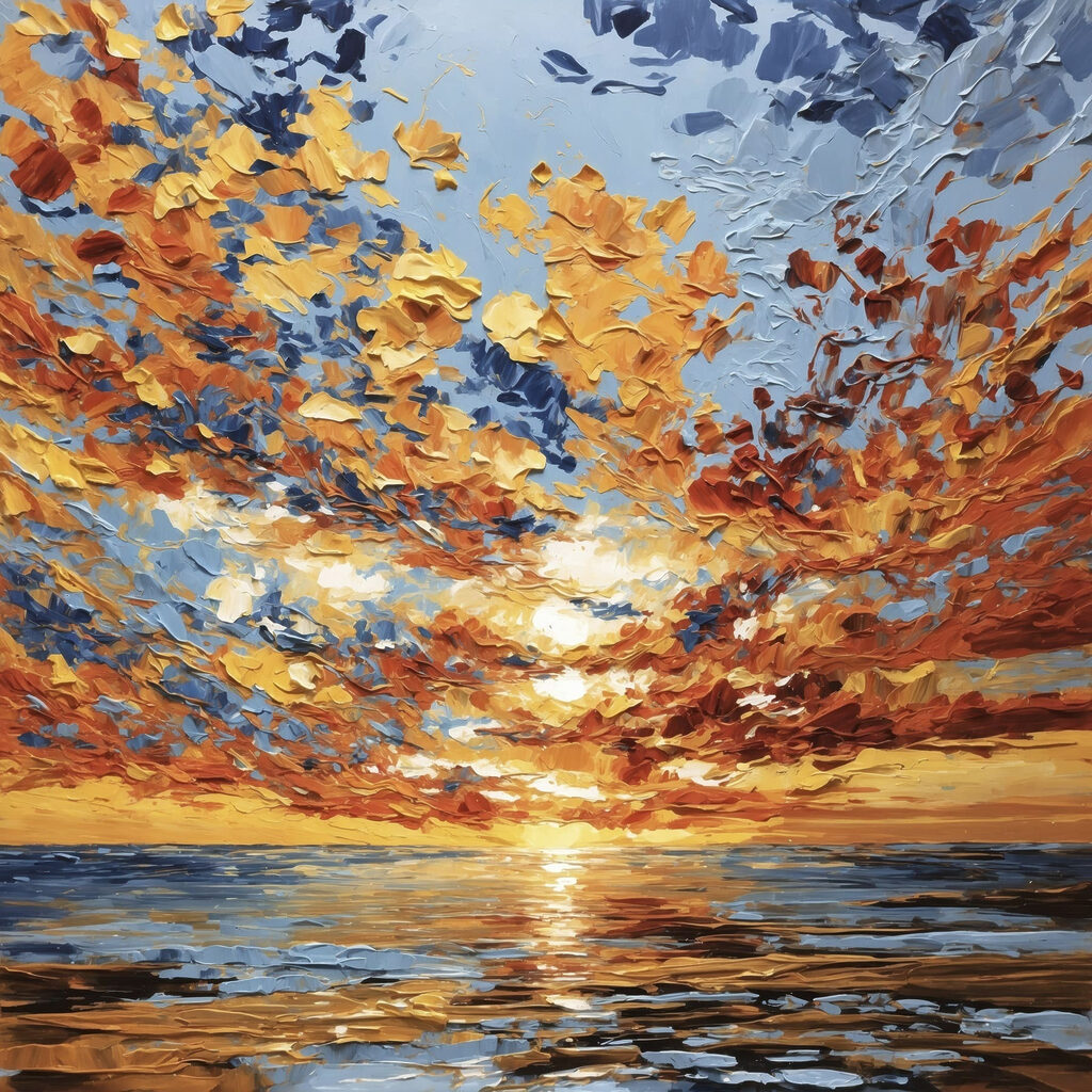 Pôr do sol pincelado — design completo