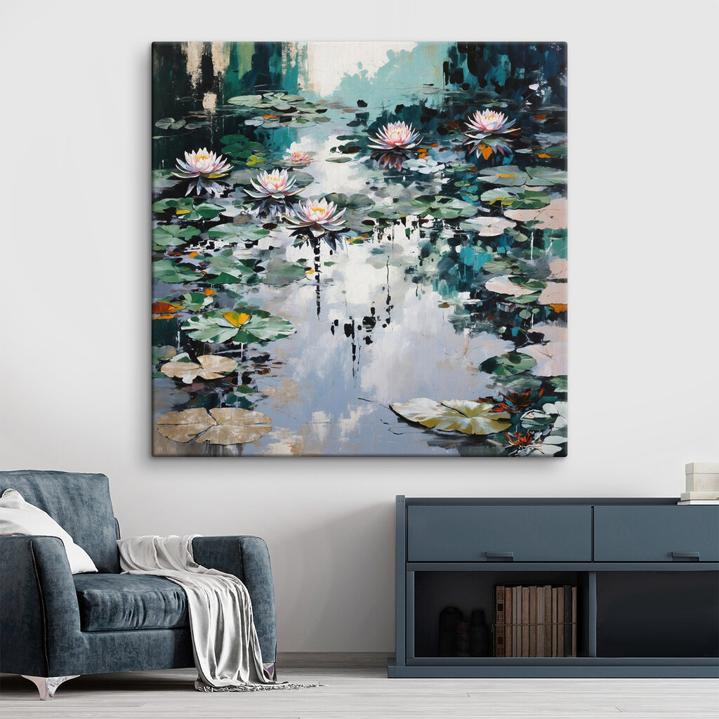 Nenúfares entre reflexos escuros — interior 1