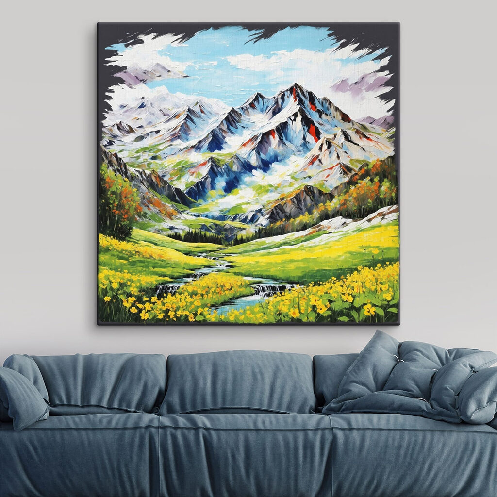 Montanhas nevadas sobre prados — interior 2