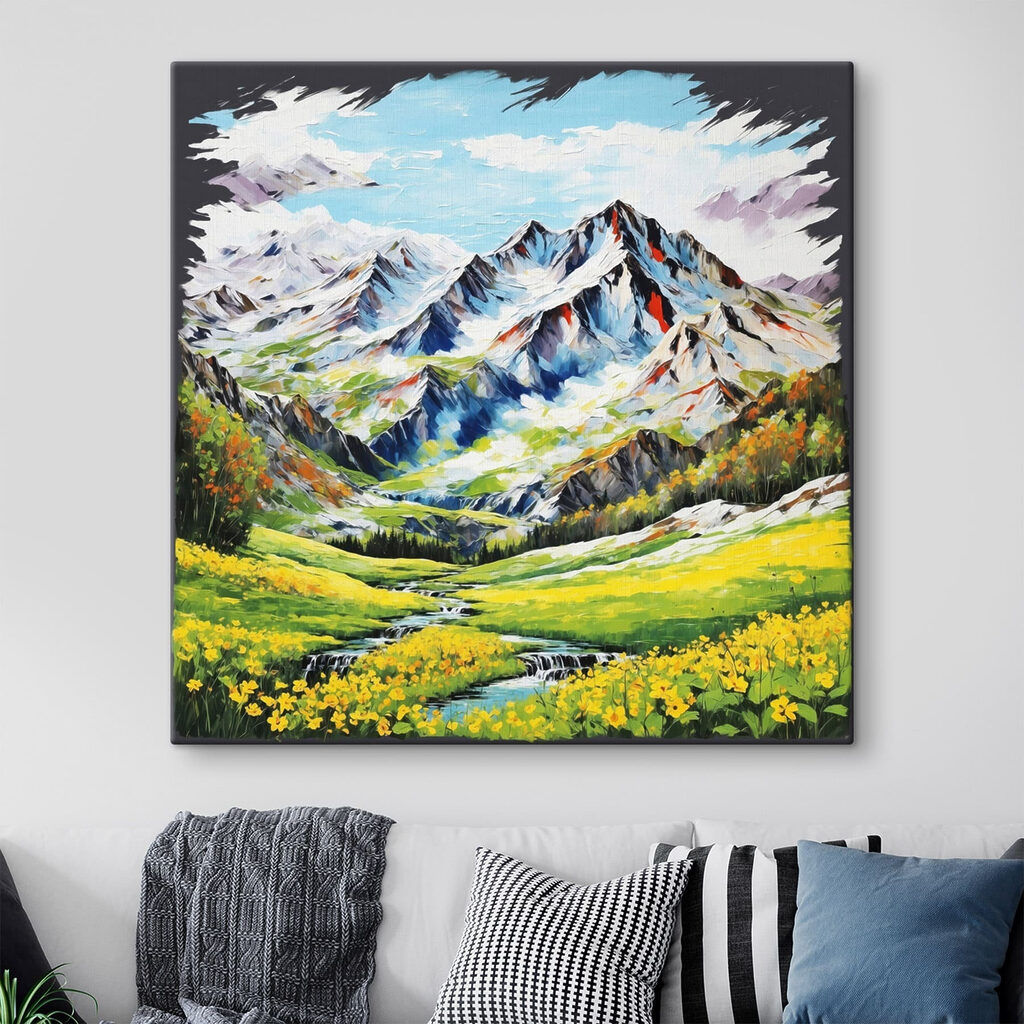 Montanhas nevadas sobre prados — interior 1