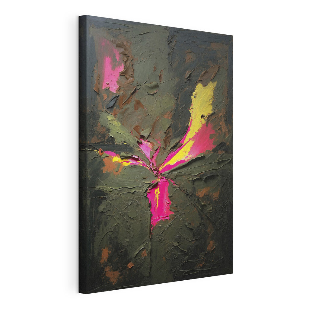Formas rosa em pinceladas, tela esticada e borda contínua