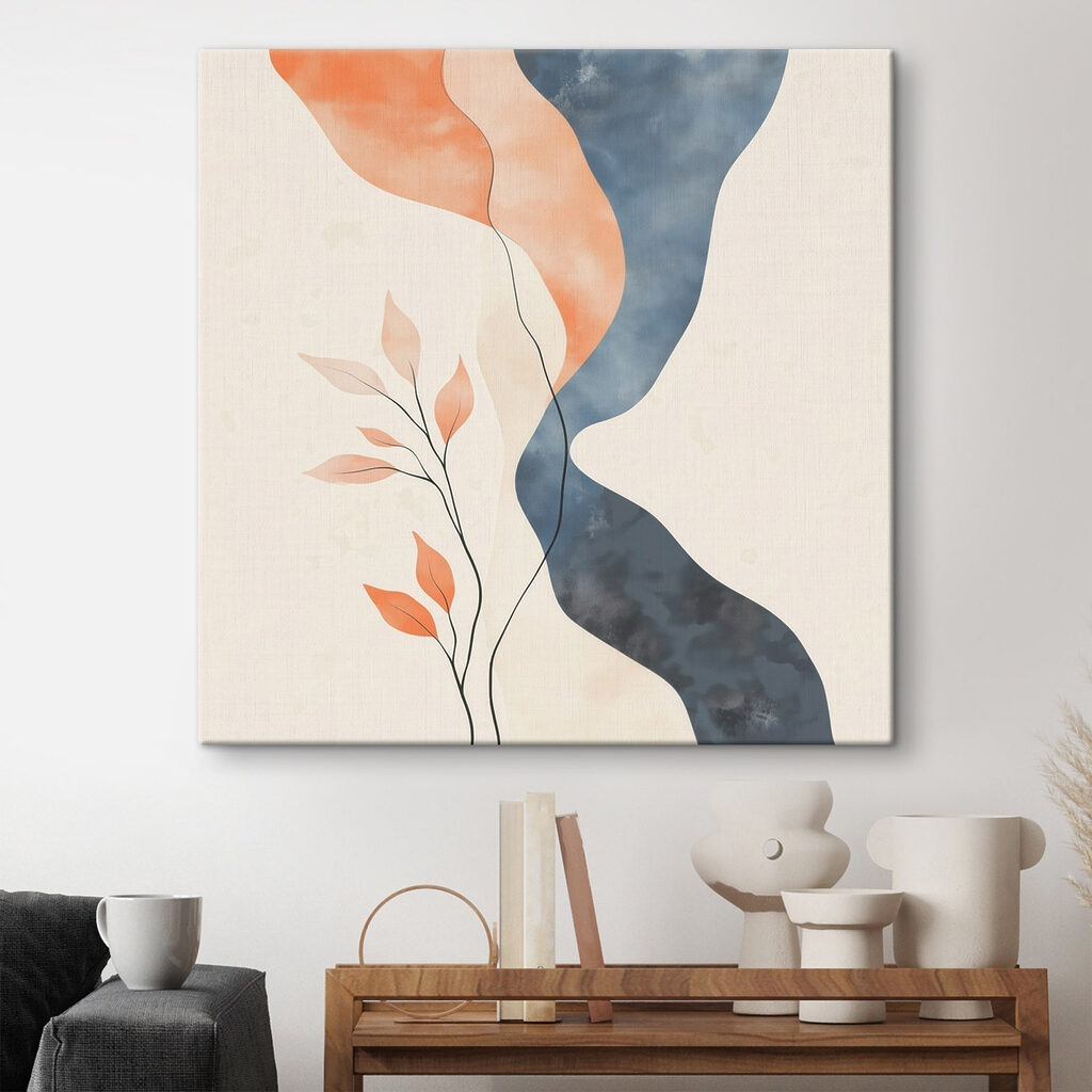 Folhas coral sobre azul-escuro — interior 3