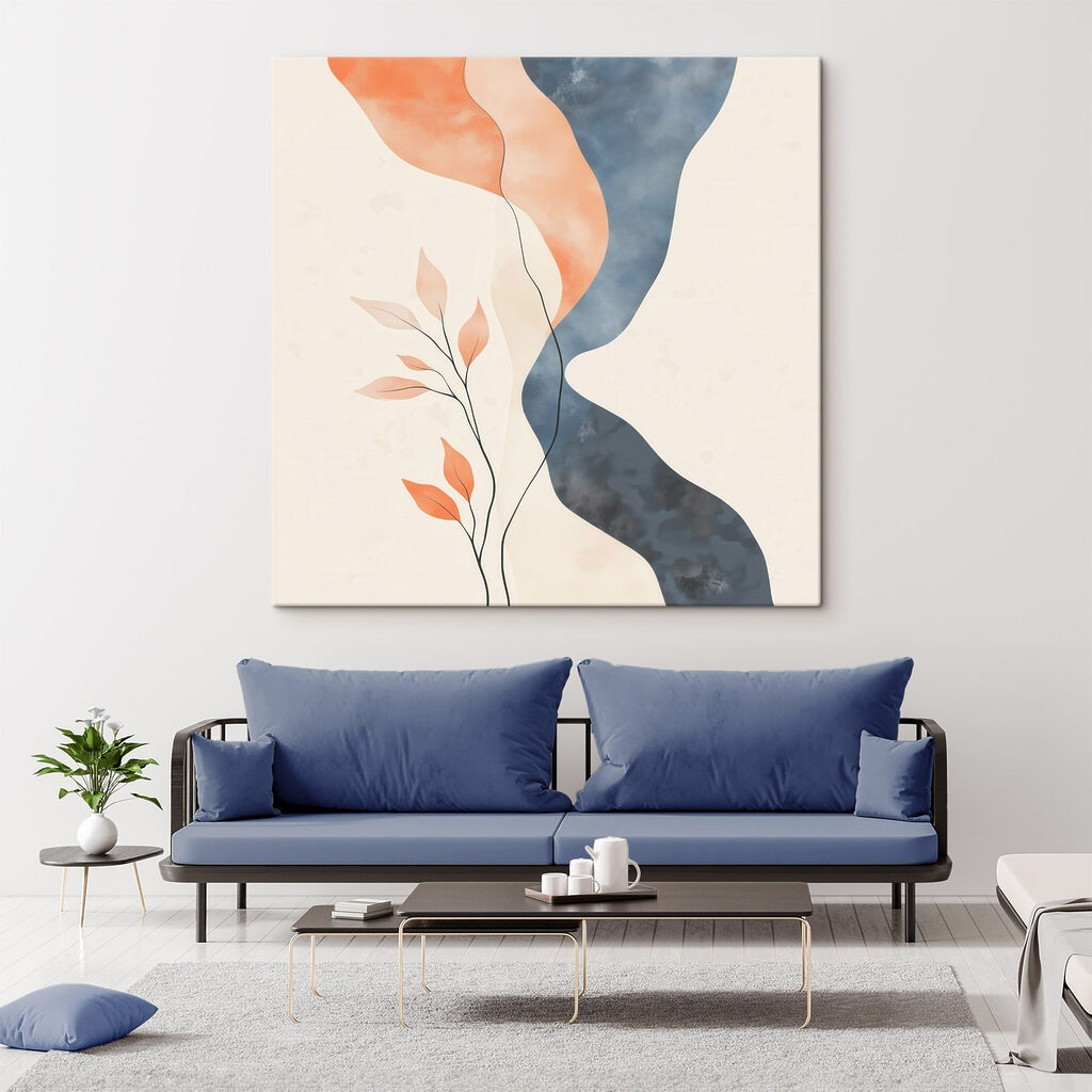 Folhas coral sobre azul-escuro — interior 2