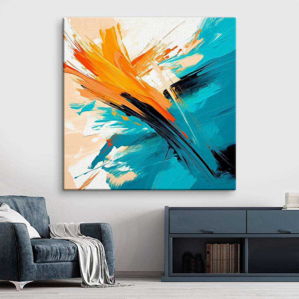 Explosão laranja sobre turquesa — interior 2
