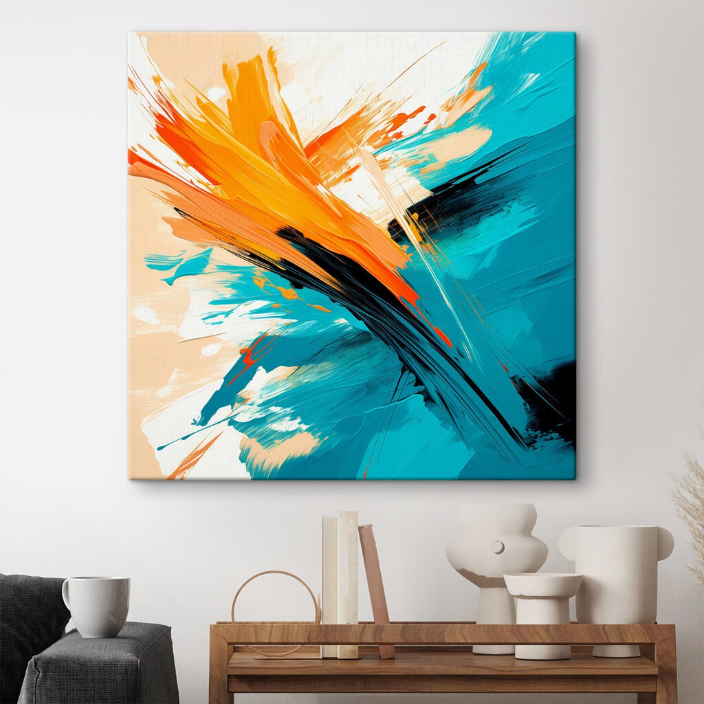 Explosão laranja sobre turquesa — interior 3