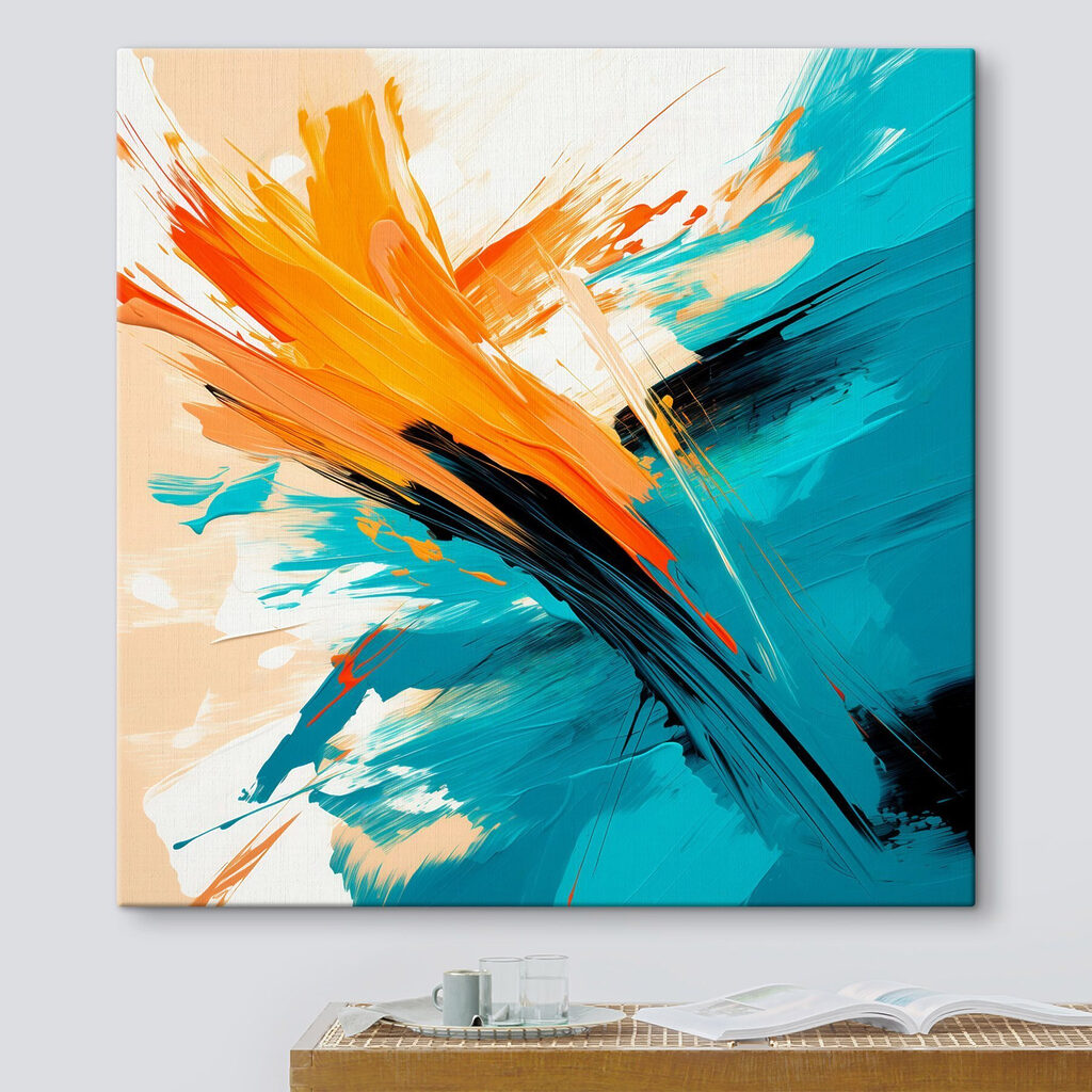 Explosão laranja sobre turquesa — interior 1