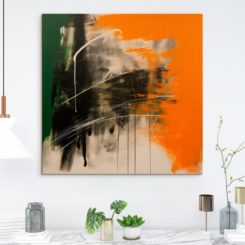 Traço preto sobre laranja — interior 3