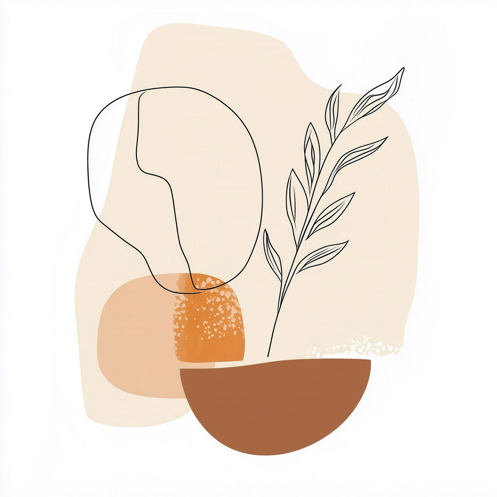Ramo desenhado em terracota — design completo
