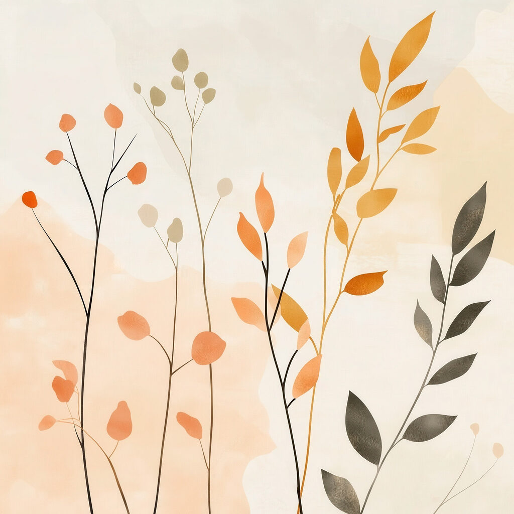 Caules altos em ocre — design completo