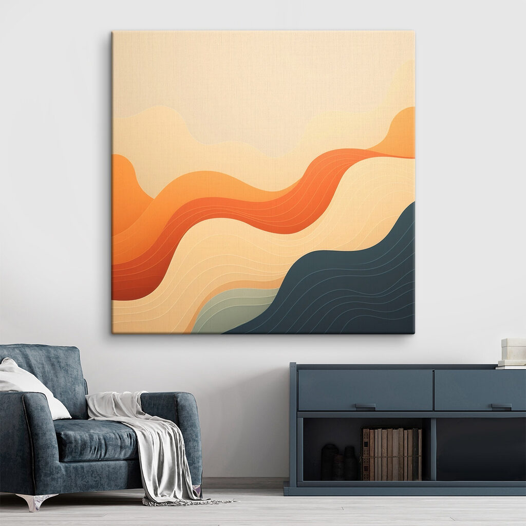 Ondas laranja sobre azul-noite — interior 2