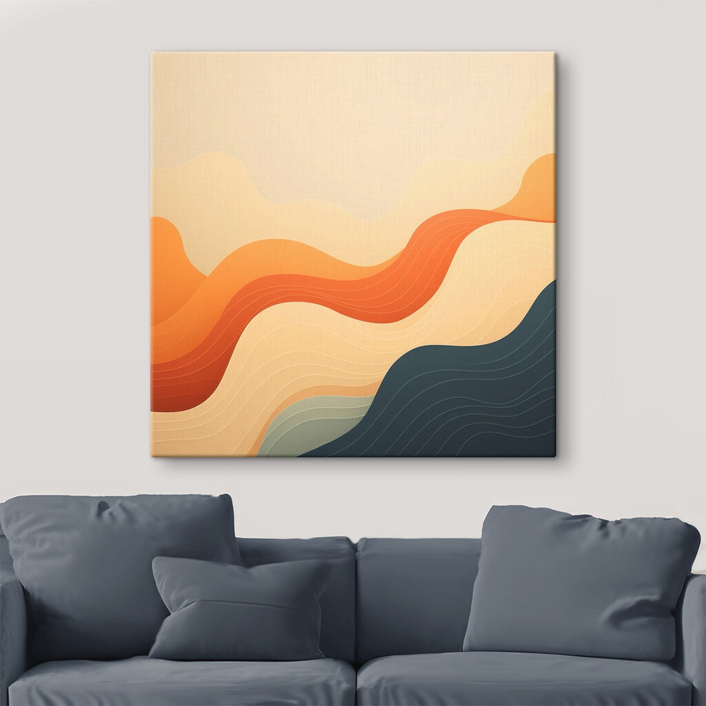 Ondas laranja sobre azul-noite — interior 1