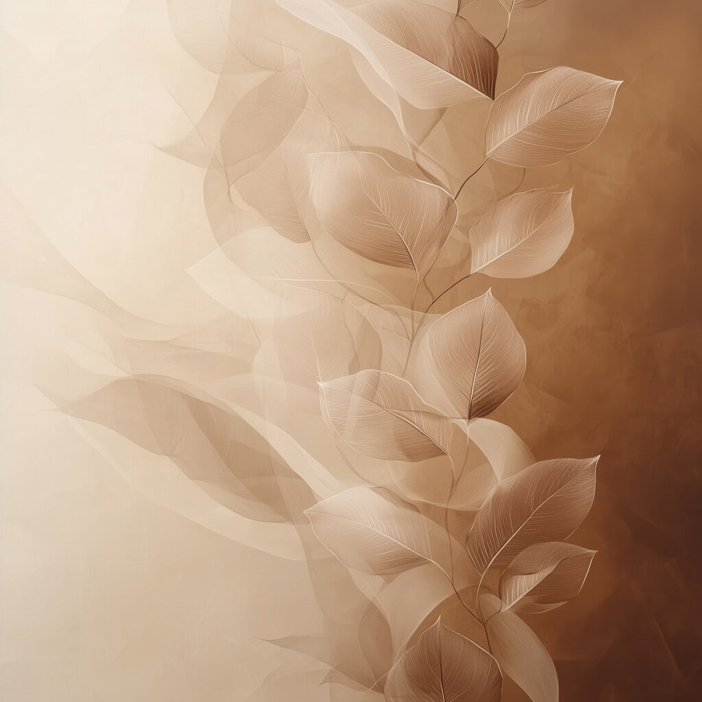 Folhas transparentes em castanho — design completo
