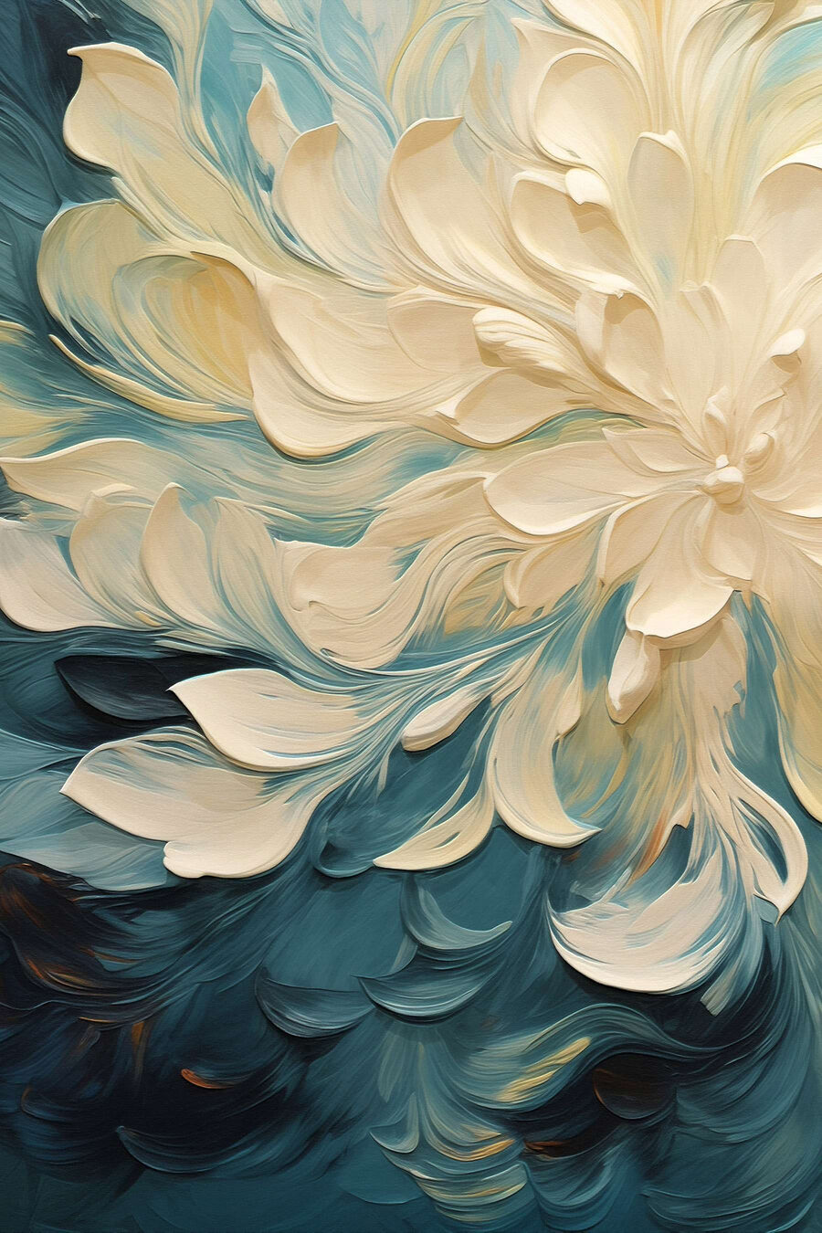 Flor creme sobre verde-mar — design completo