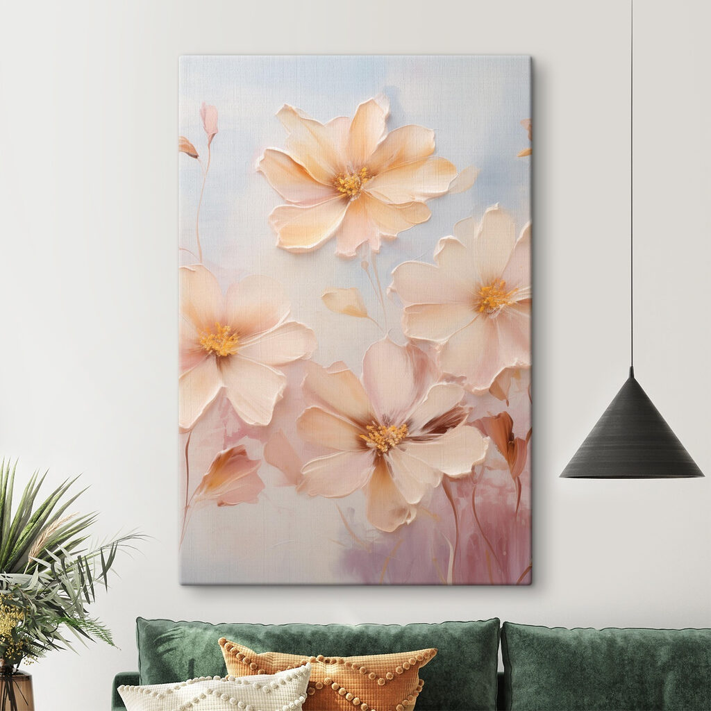 Flores pêssego, miolo dourado num interior