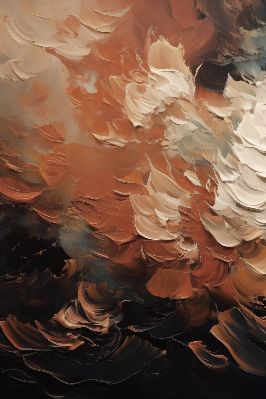 Flores ferrugem sobre ondas — design completo