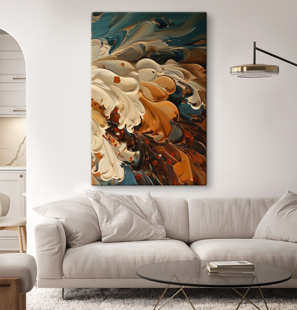 Leques laranja e creme — interior 2