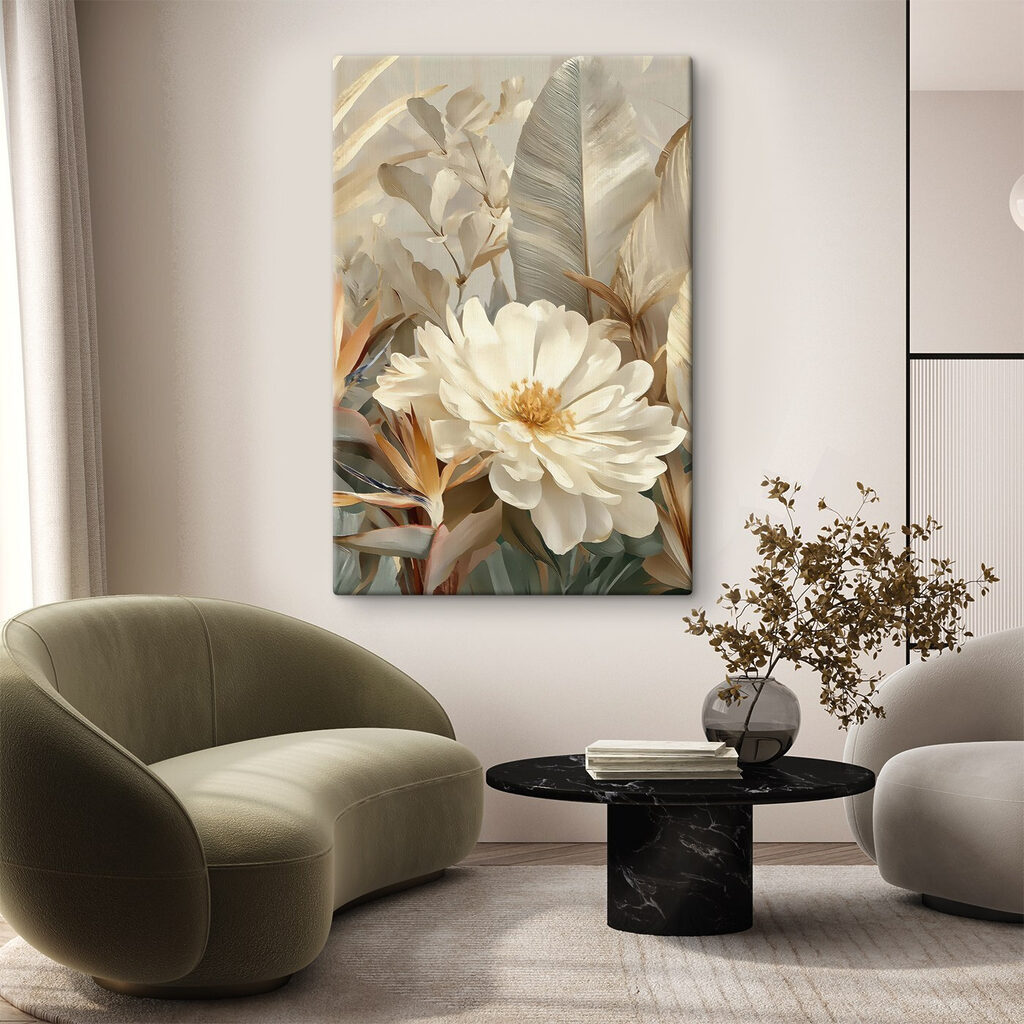 Flor branca entre folhas — interior 2
