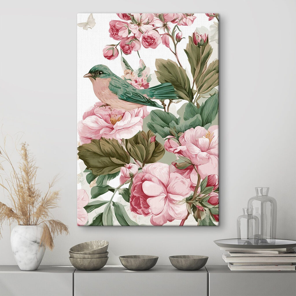 Passarinho sobre rosas — interior 2