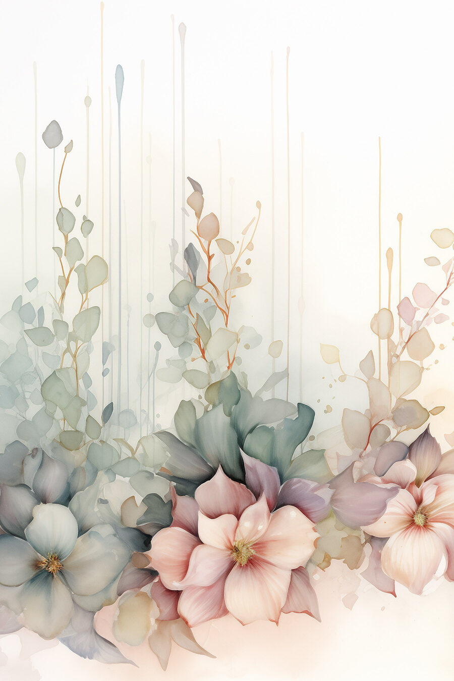 Flores pastel na base — design completo