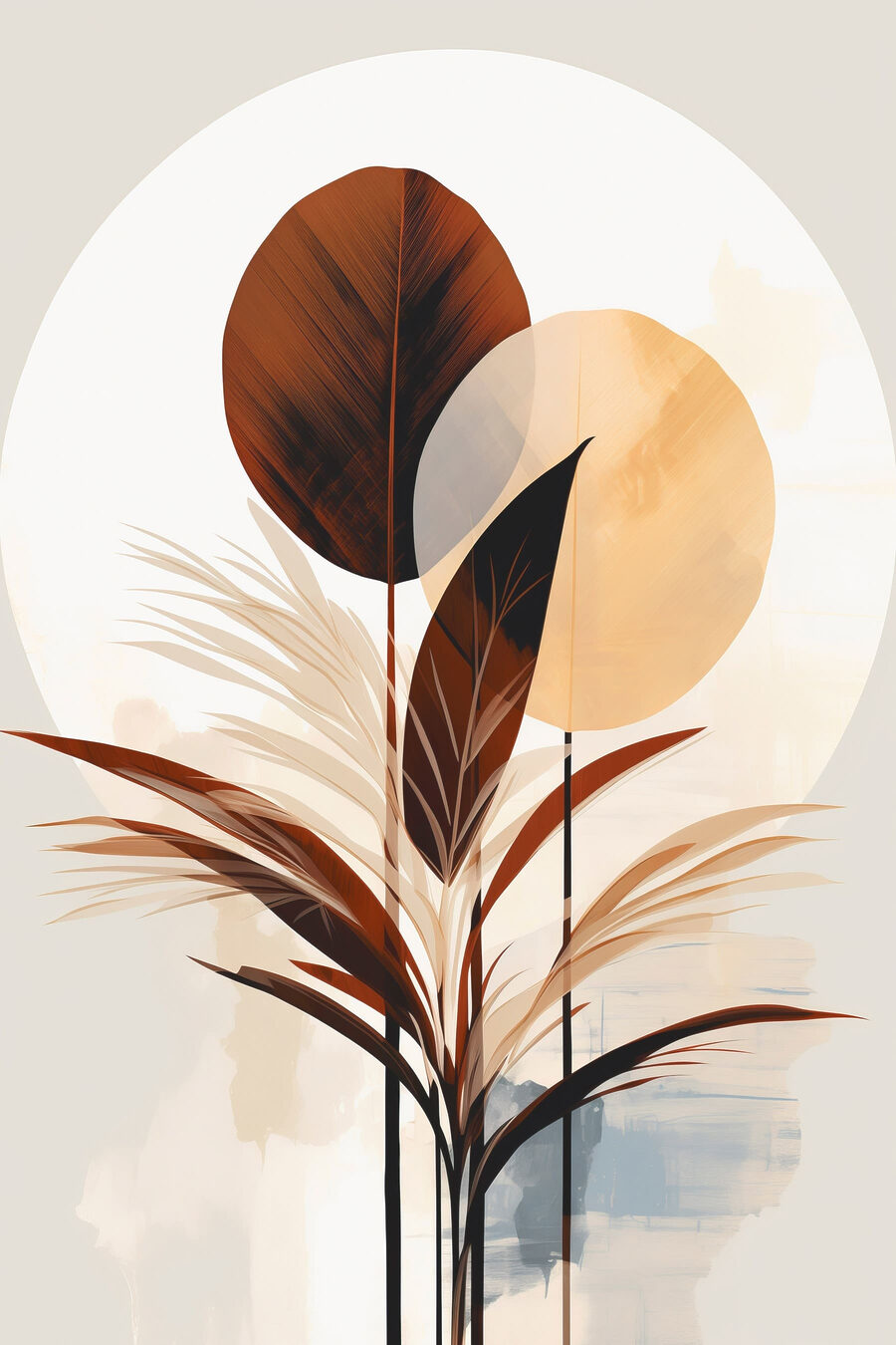 Folhas ferrugem, círculo dourado — design completo