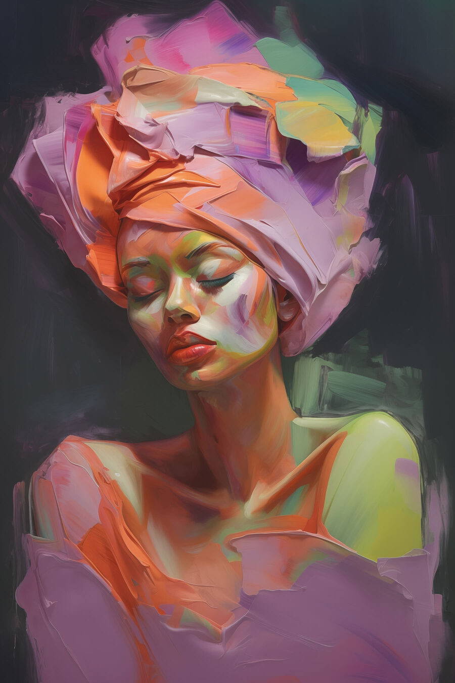 Mulher com lenço colorido — design completo