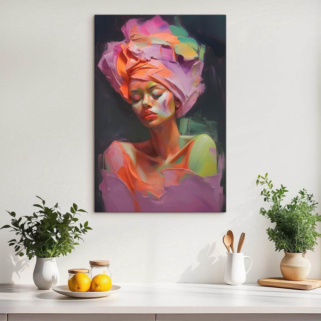 Mulher com lenço colorido — interior 2