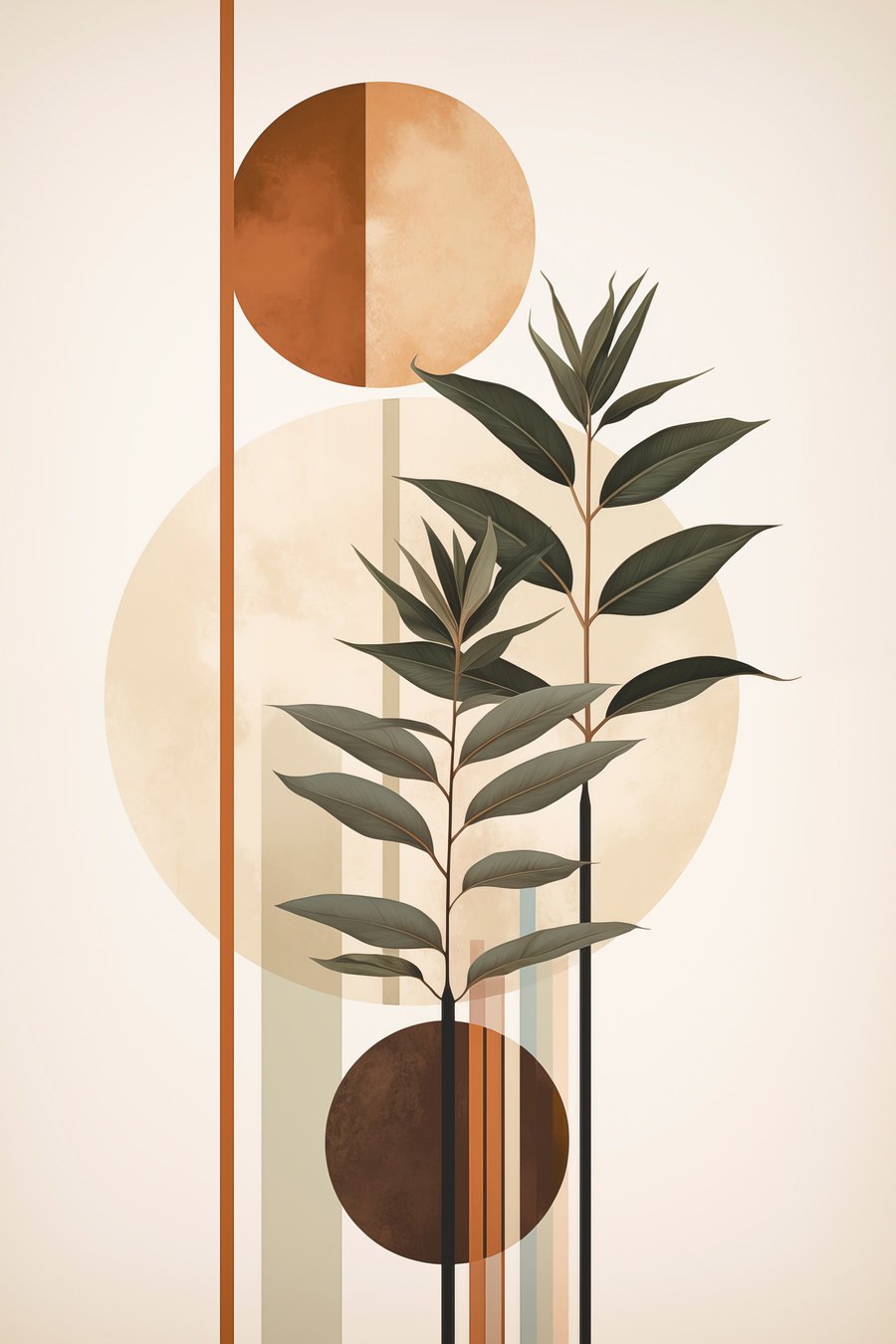Plantas abstratas com círculos — design completo