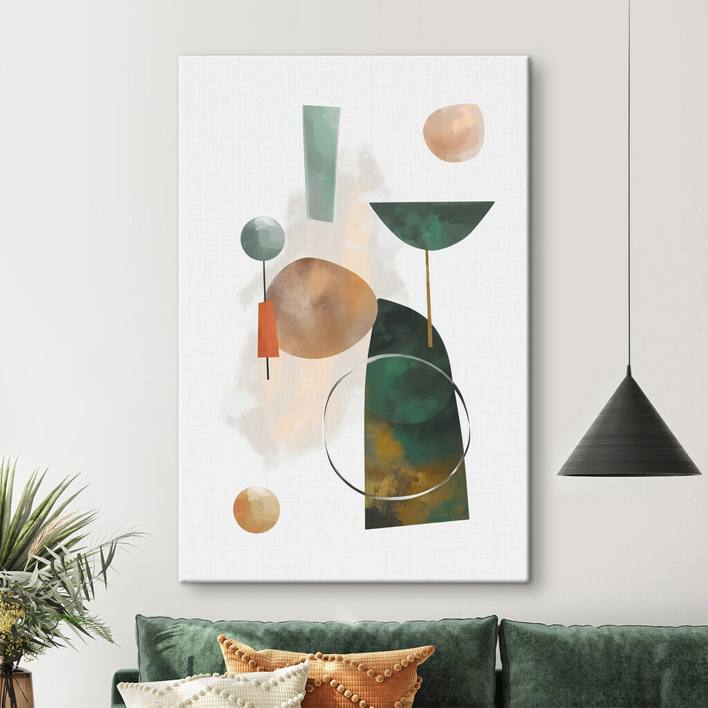 Geometria verde com dourado — interior 1