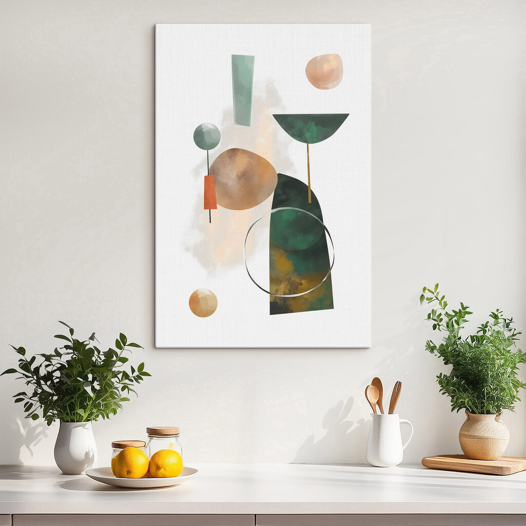 Geometria verde com dourado — interior 2