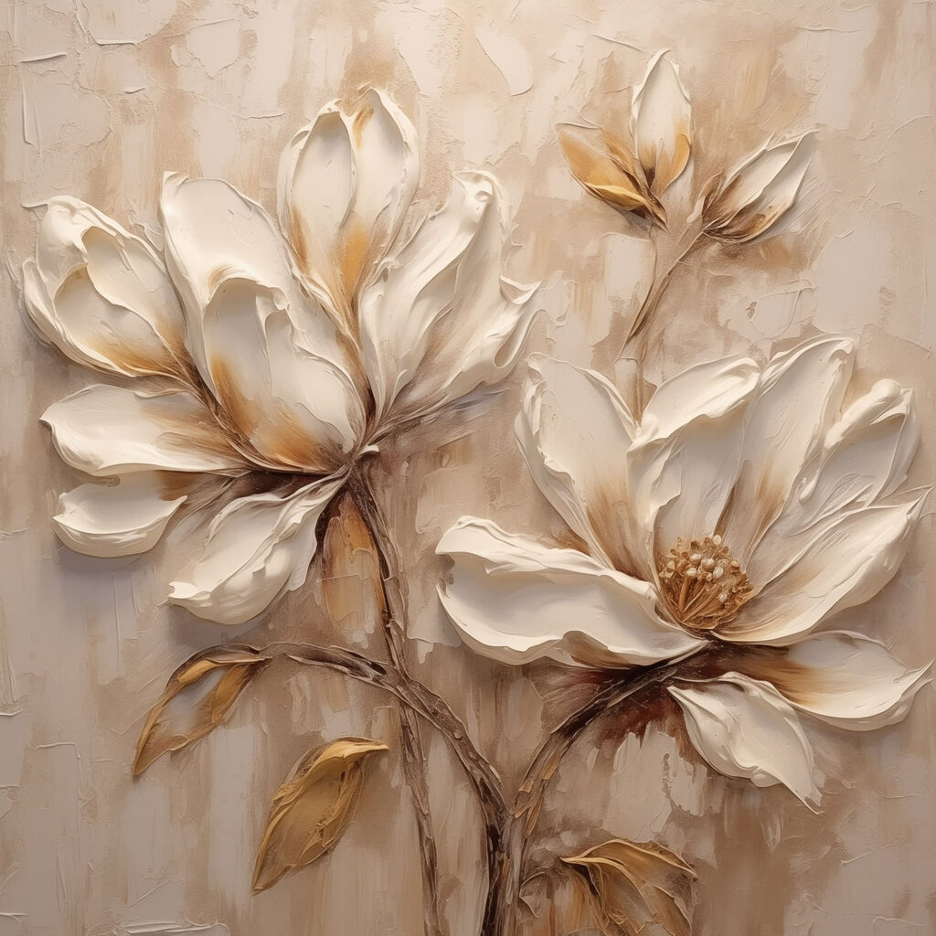 Flores abertas, ramos finos — design completo
