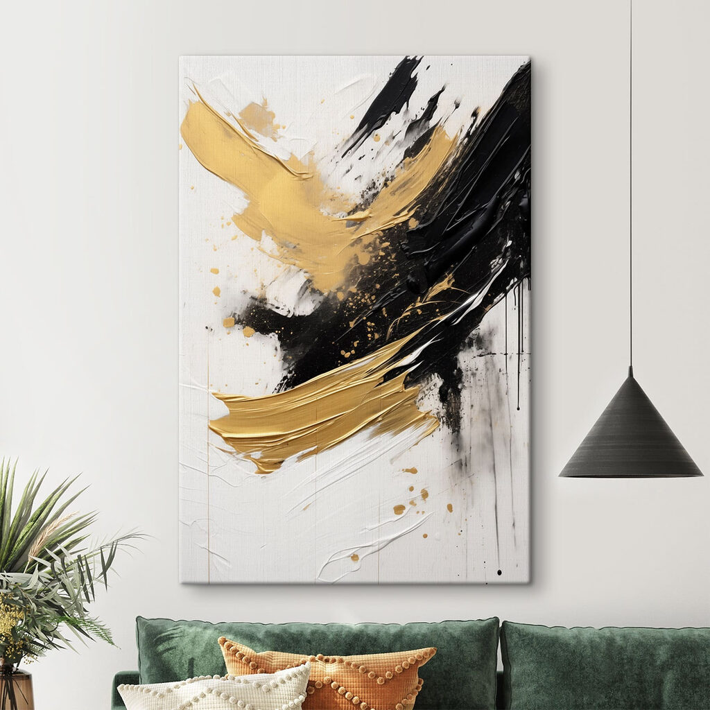 Arco dourado sobre preto — interior 2