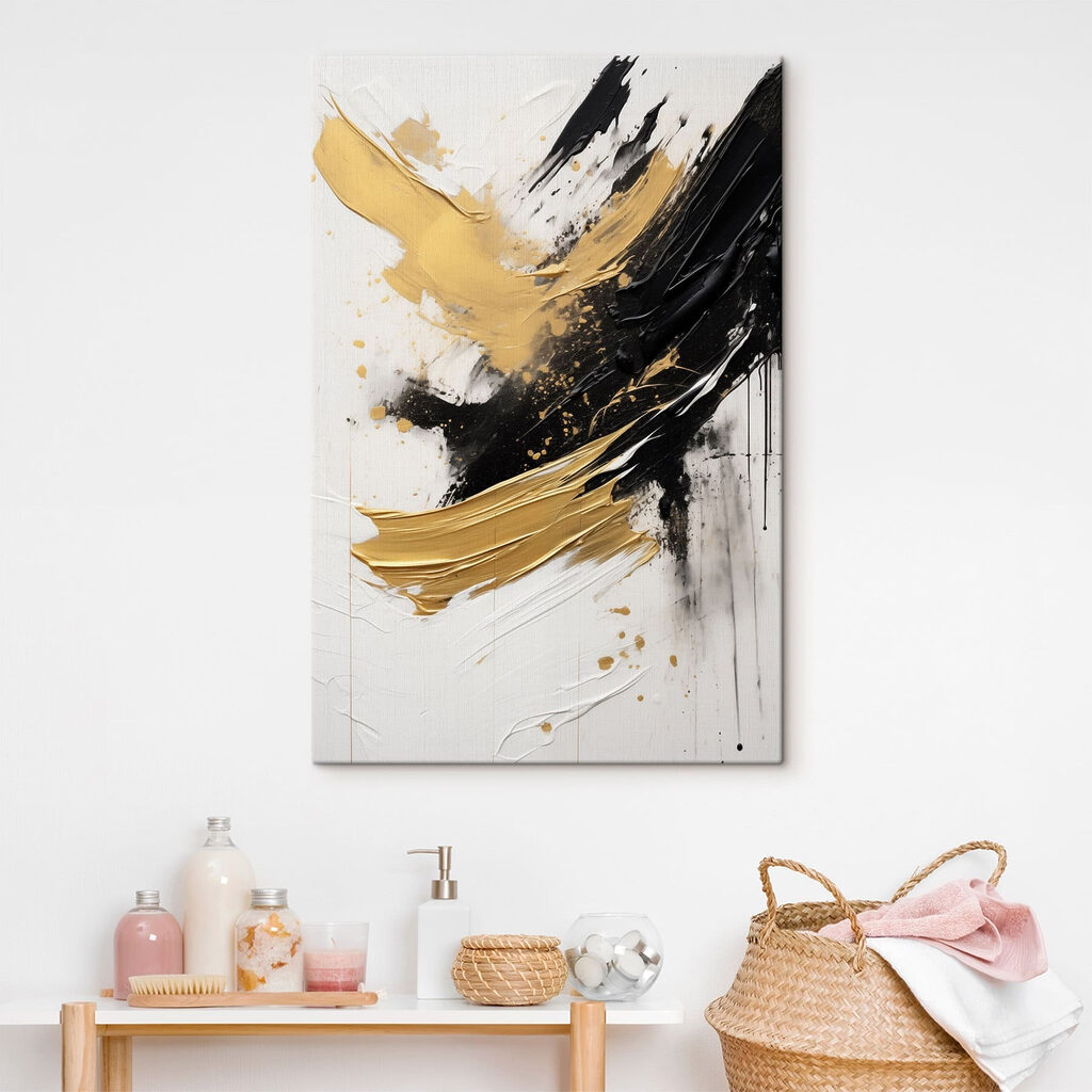 Arco dourado sobre preto — interior 1