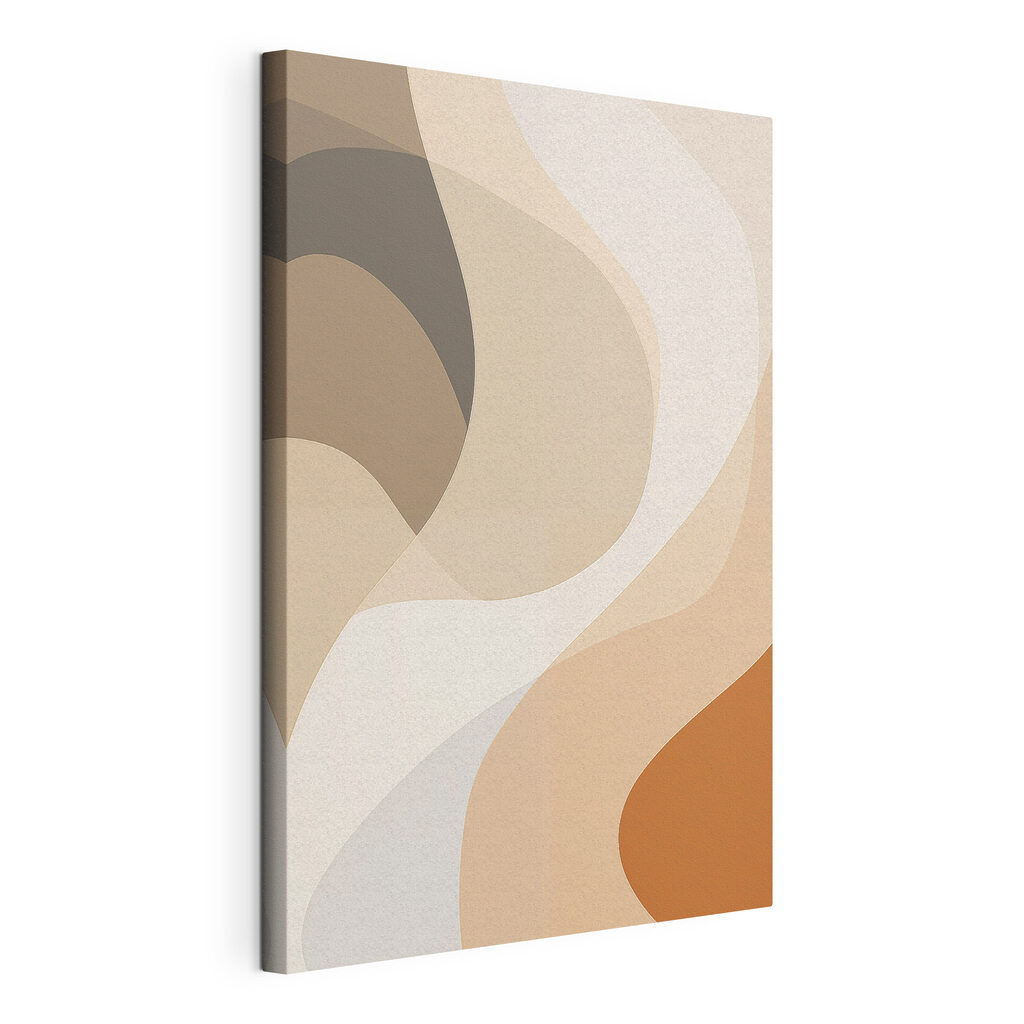 Curvas bege e ocre, tela esticada e borda contínua