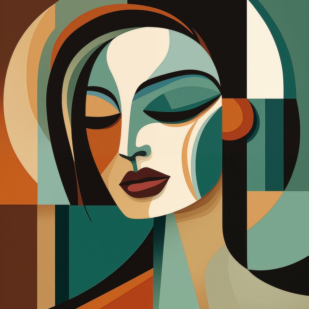 Retrato feminino geométrico — design completo