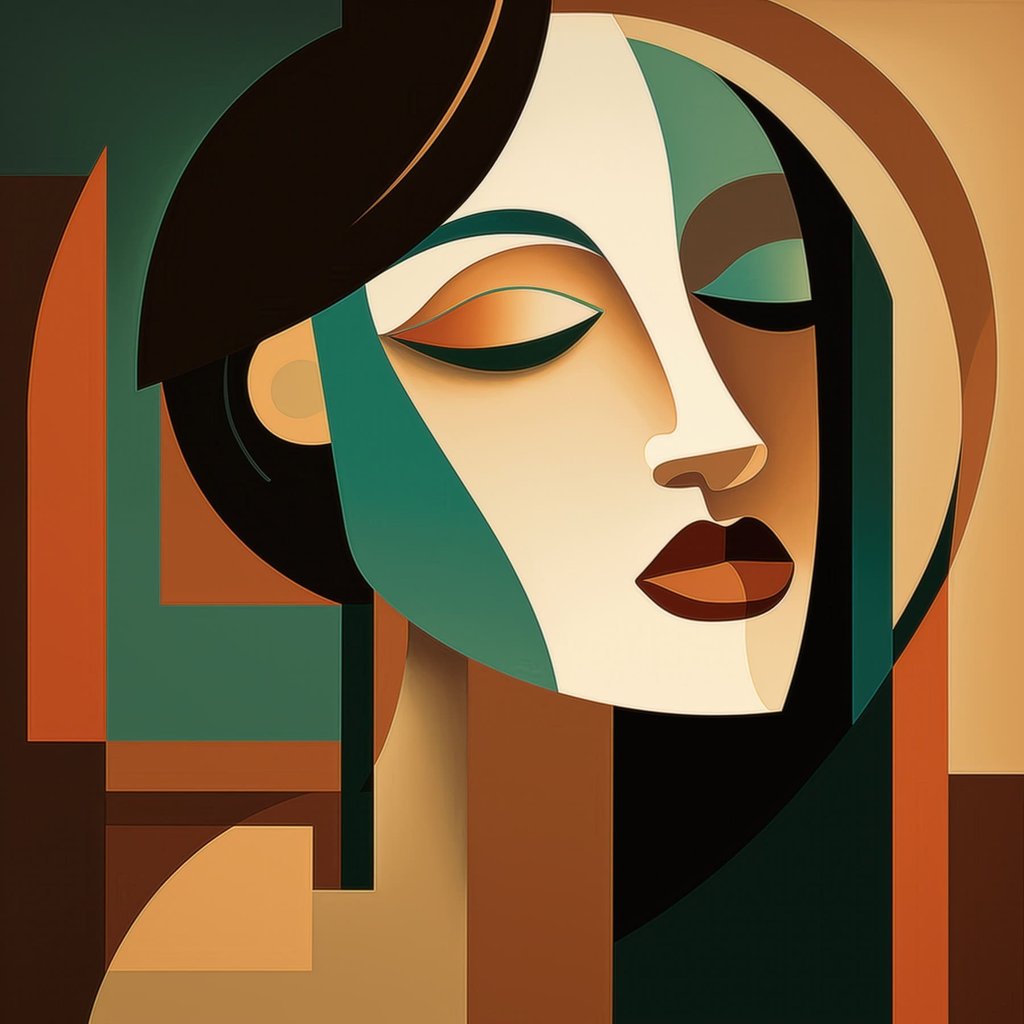 Retrato feminino geométrico — design completo