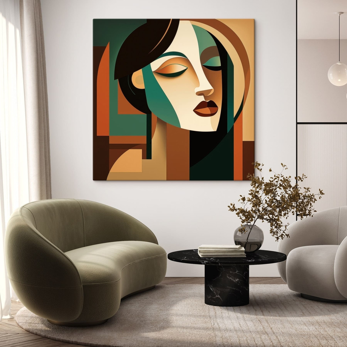 Retrato feminino geométrico — interior 2