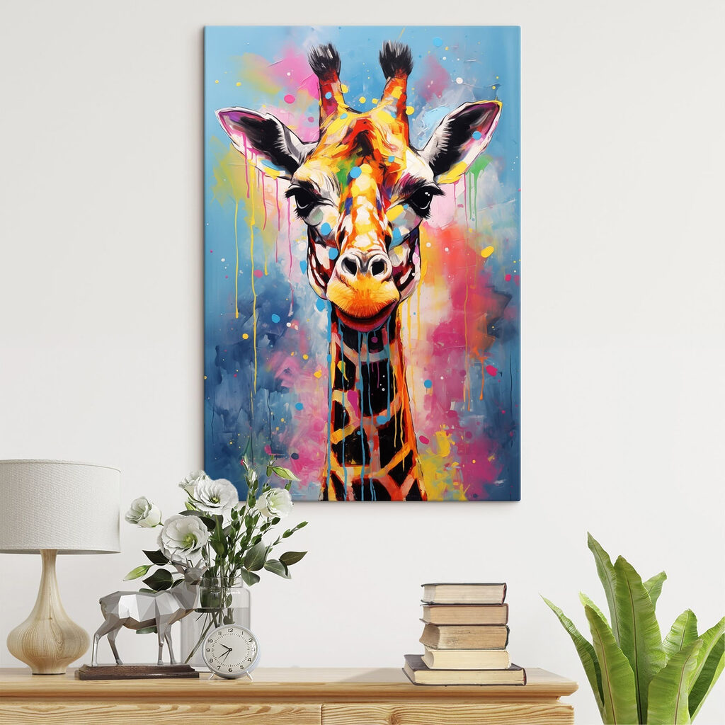Girafa em salpicos coloridos — interior 1