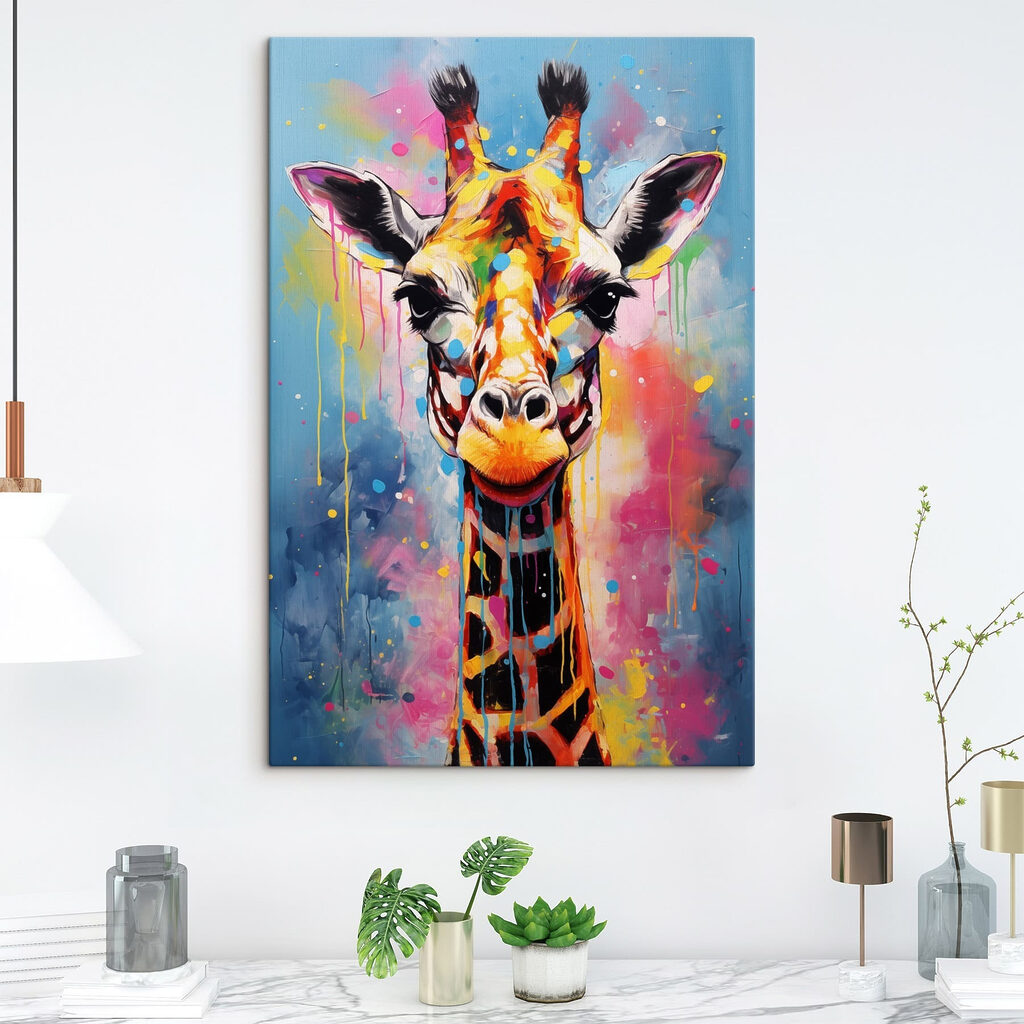 Girafa em salpicos coloridos — interior 2