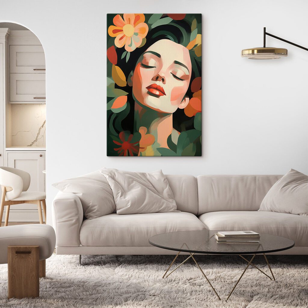 Olhos fechados entre flores — interior 2