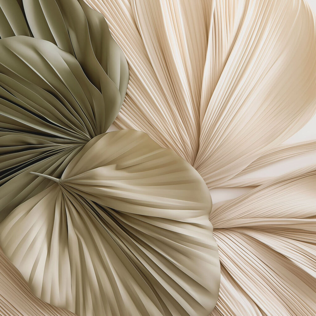 Leques verdes com creme — design completo