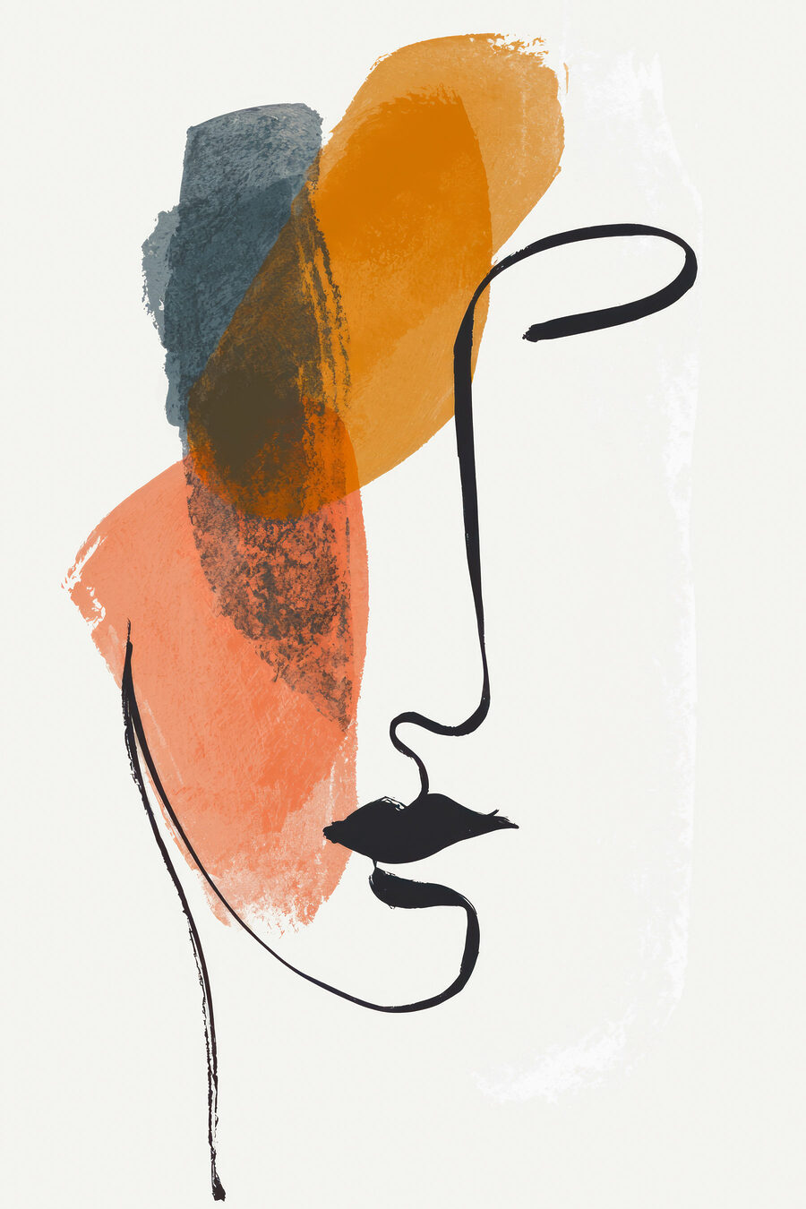 Rosto de linhas ocre — design completo