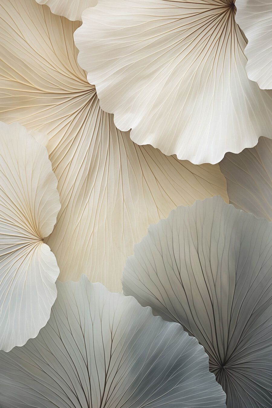 Ginkgos claros em cinzento — design completo